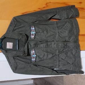 Olive transition jacket with rhinestones